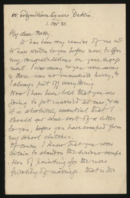 Handwritten letter from D O'Brien to Betty Webb  