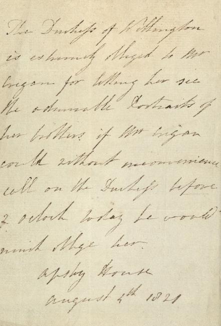 Letter from the Duchess of Wellington to Martin Cregan