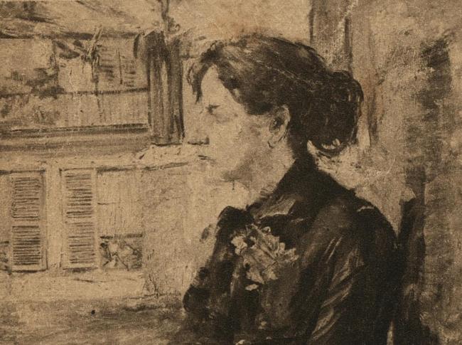 Newspaper clipping with image of painting of Louise Breslau by Ernst Josephson