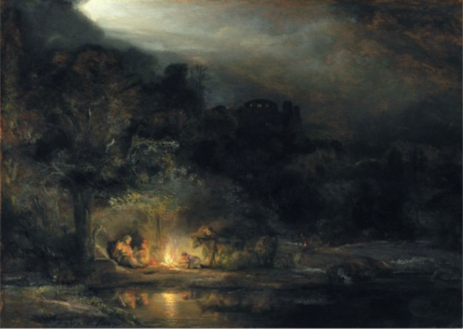 Landscape with the Rest on the Flight into Egypt by  Rembrandt van Rijn, 1647