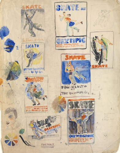 Mainie Jellett, Skating Poster Designs for the Olympia Rink, Ballsbridge